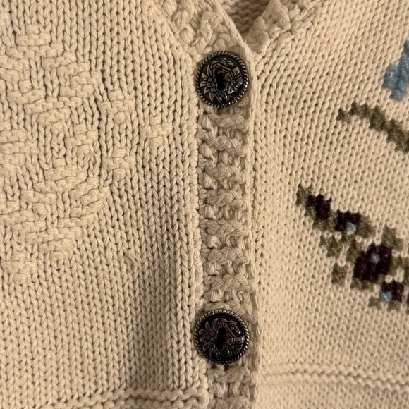 Vintage Alfred Dunner Womens Cream Embroidered Button Cardigan Size Petite Small - Picture 8 of 16